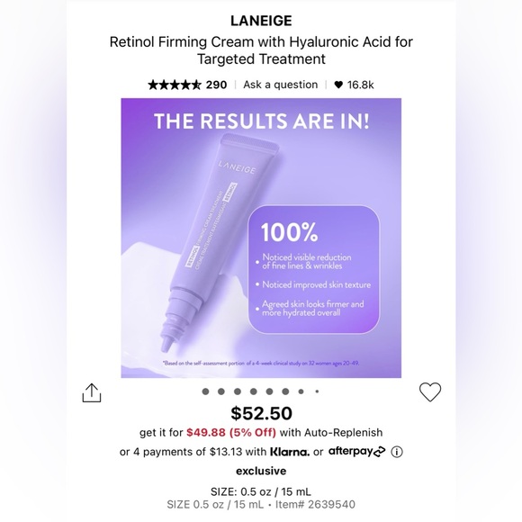 COPY - LANIEIGE RETINOL FIRMING CREAM TREATMENT - BRAND NEW IN THE BOX! - Picture 9 of 16